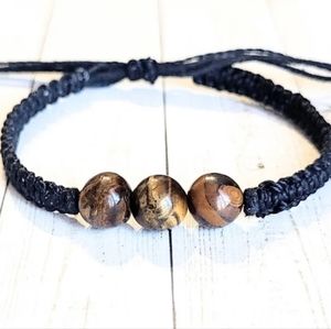 Tiger's Eye 3 Bead Knotted Bracelet